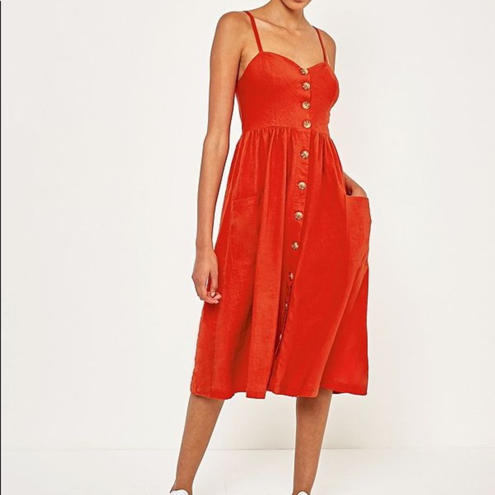 Urban outfitters button midi red Emilia dress